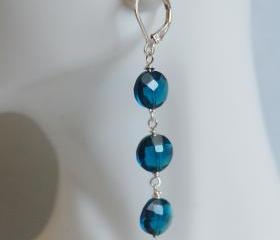  London blue quartz Earrings on Sterling Silver - Women's jewellery-Wedding Jewelry- Bridal Jewelry -Mother's Day