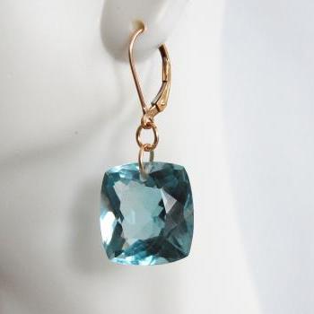  Gorgeous AAA Gem 35ct. Blue Aquamarine Dangle Drop Earrings- Wedding Jewelry- Bridal Jewelry
